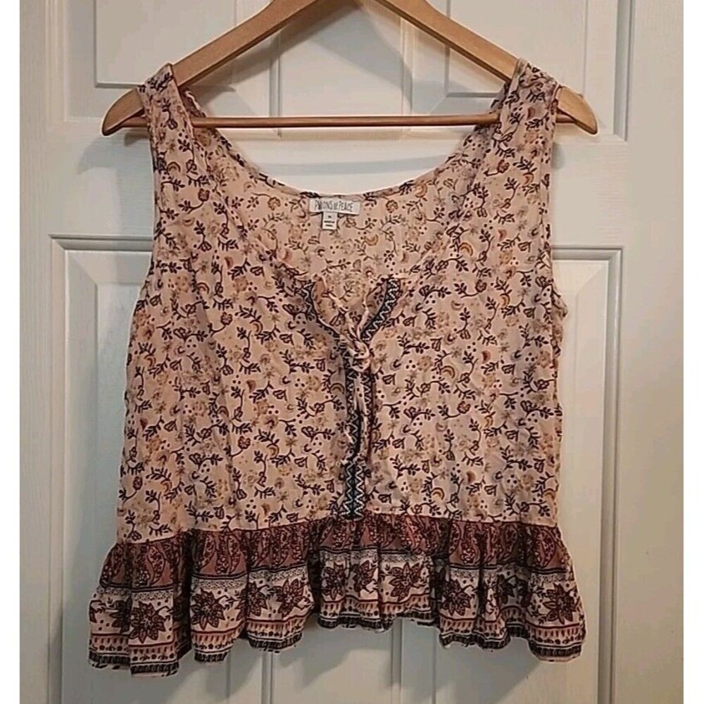 Patrons Of Peace Womens Medium Tops Lot Of 2 Sleevless Floral Boho Cottage Core - Picture 7 of 16